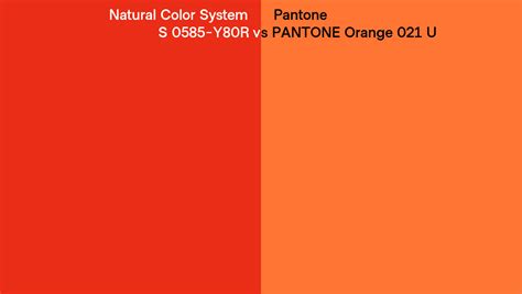 Natural Color System S 0585 Y80r Vs Pantone Orange 021 U Side By Side