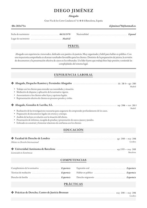 Ejemplo De Currículum De Abogado Guía Y Consejos 2024 · Cvappes