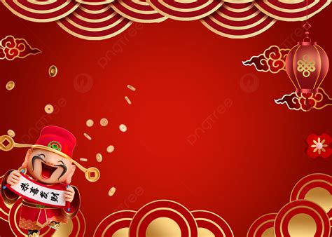 Chinese New Year God Of Wealth Gradient Background Chinese New Year
