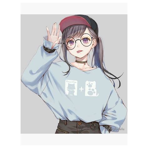 Anime Girl Cute Glasses Maxipx