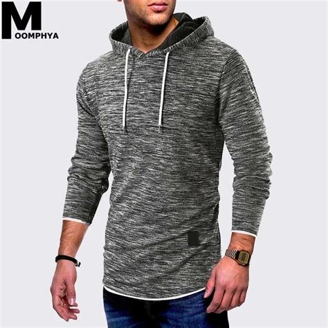 Moomphya Jacquard Slim Fit Men Hoodies Long Sleeve Solid Hoodie Men