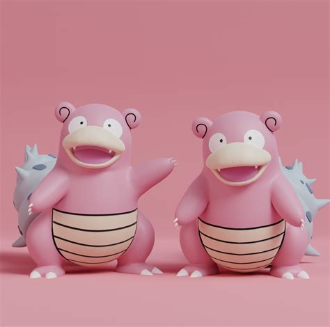 Fichier Stl Pokemon Slowpoke Slowbro Et Slowking Avec 2 Poses 🐉・modèle à Télécharger Et à