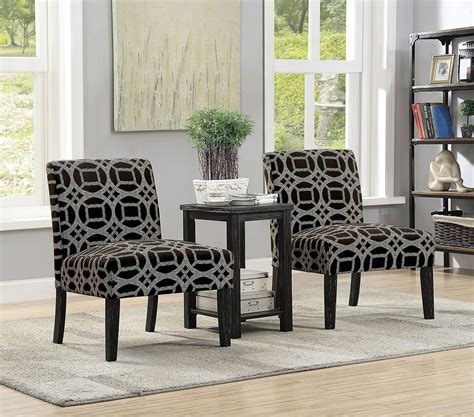 Transitional Style 3 Piece Set With One Side Table And Two Chairs