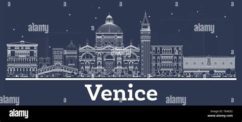 Outline Venice Italy City Skyline With White Buildings Vector