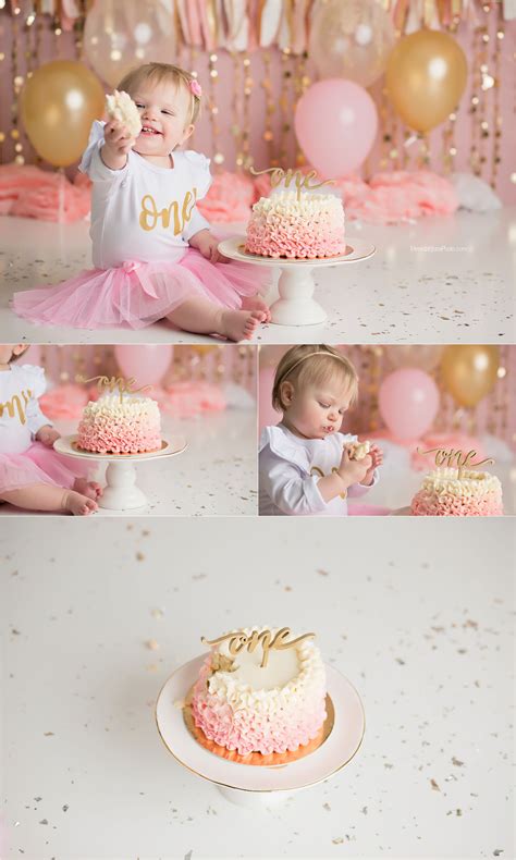 Baby Girl Pink And Gold Cake Smash Girls First Birthday Cake Cake