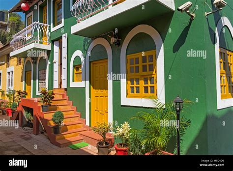 Colourful Building Fontainhas Panjim Goa India Stock Photo Alamy