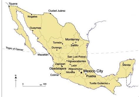 Mexico Map Major Cities Map Of Major Cities In Mexico Central