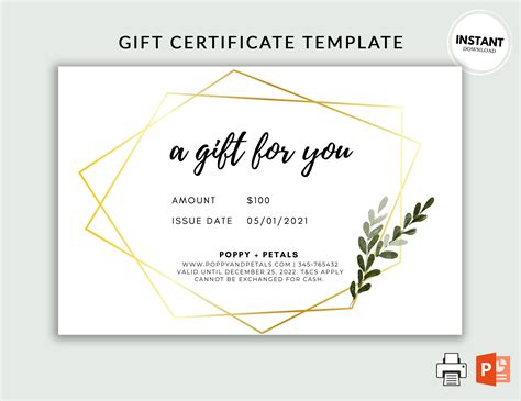 Printable Gift Voucher Template Editable Gift Certificate Template Leafy Gift Certificate Diy