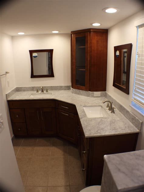 Take your bathroom to a whole new level by updating or replacing the vanity. L Shaped Vanity | Houzz
