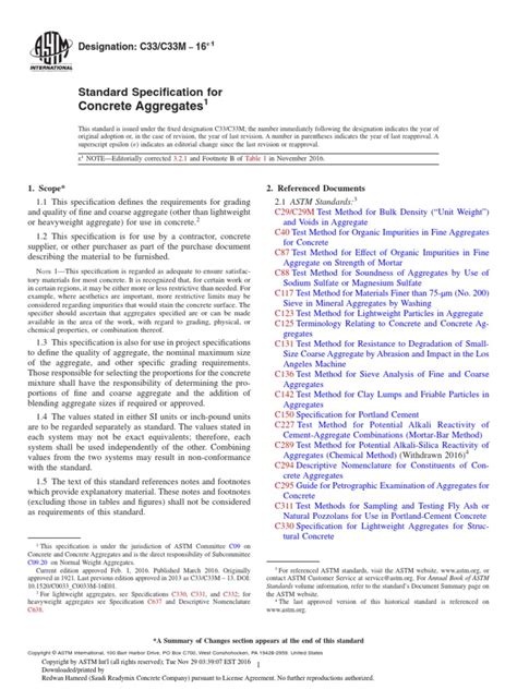 Astm C33 Standard Specification For Concrete Aggregate Pdf