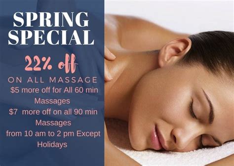 Spring Special Massage Offer 22 Off On All Massages Call Today To Schedule Your Appointment