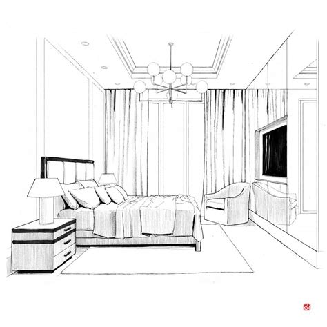 Master Bedroom Ink Sketch Bedroominterior Interior Bestsketch Arch