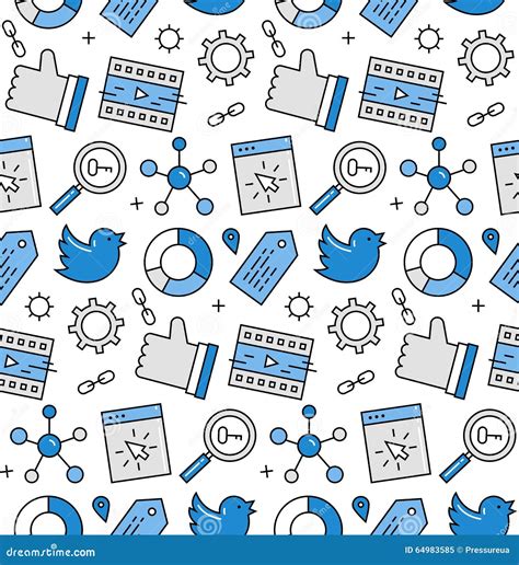 Social Media Seamless Icons Pattern Stock Vector Illustration Of