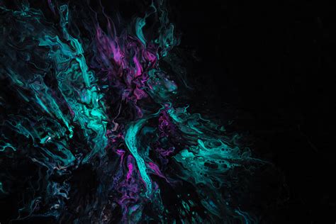 Download Teal And Purple Dark Abstract Paint Wallpaper