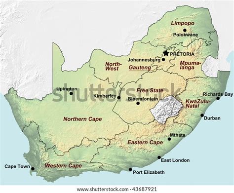 South Africa Map With Cities Topographic Map Of Usa With States