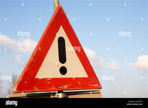 Triangular Road Traffic Warning Sign Stock Photo Alamy