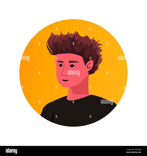 Brown Hair Boy Face Avatar Cute Child Male Cartoon Character Portrait