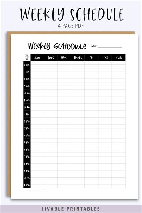Weekly Hourly Planner Printable
