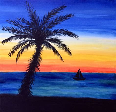 Beach Sunset Landscape Painting