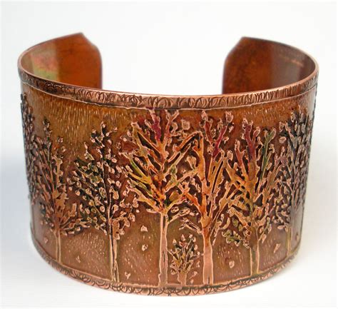 Etched Copper Bracelet Rustic Copper Cuff Womens By Febrarose Etched