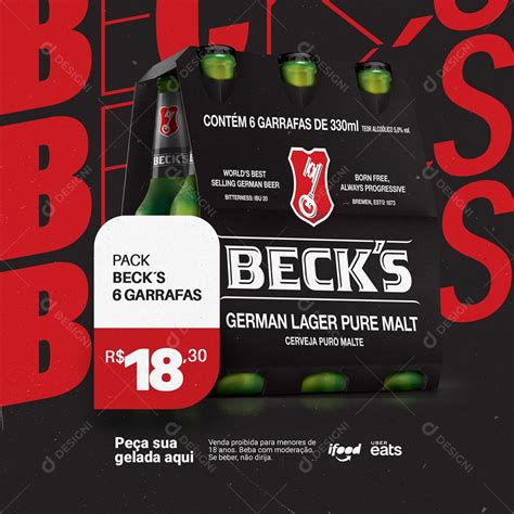 Pack Becks Garrafas Cervejaria Social Media PSD Editável download Designi