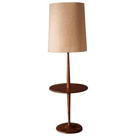 Mid Century Walnut Laurel Floor Lamp With End Table At 1stdibs