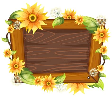 Free Vector Wooden Frame With Flower