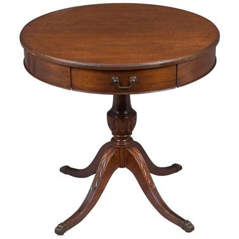 Mahogany Round Drum Side Table With Drawer For Sale At 1stdibs