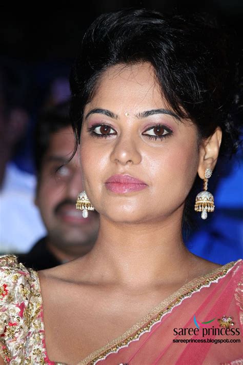 South Actress Bindu Madhavi Looking Cute In A Pink See Through Saree