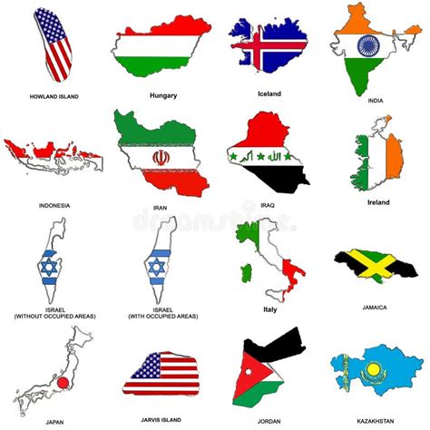 World Flag Map Sketches Collection 06 Stock Illustration Illustration
