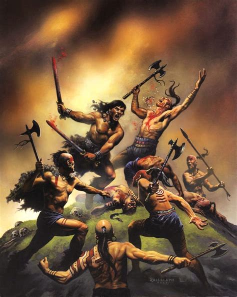 Conan Fighting Against The Picts Original Artwork By Chris Quilliams