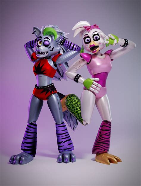 Two Cartoon Characters Are Posed Together On A Purple Background