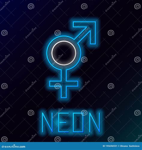 Glowing Neon Line Gender Icon Isolated On Black Background Symbols Of Men And Women Sex Symbol