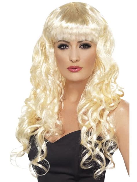 Blonde Flirty Fringe Curly Long Women Adult Halloween Siren Wig Costume Accessory One Size