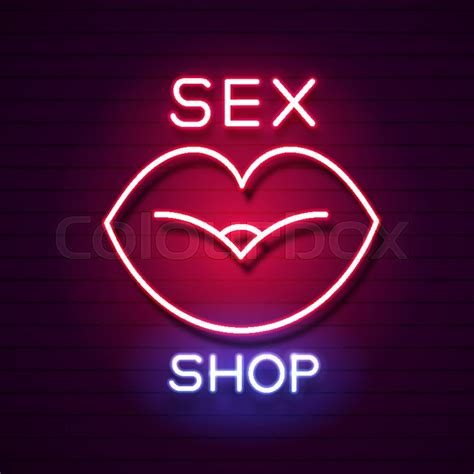 Sex Shop Neon Sign Adults Store Stock Vector Colourbox