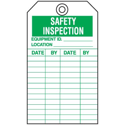 A safety harness is a form of protective equipment designed to protect a person, animal, or object from injury or damage. Economy Equipment Inspection Tags - Safety | Seton