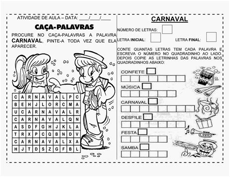 Atividades sobre o Carnaval para Educação Infantil