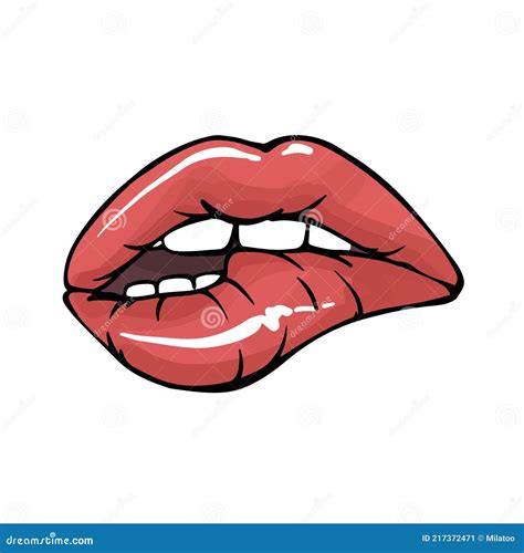 Wet Red Lips With Teeth Pop Art Set Backgrounds Cartoon Vector 43697099