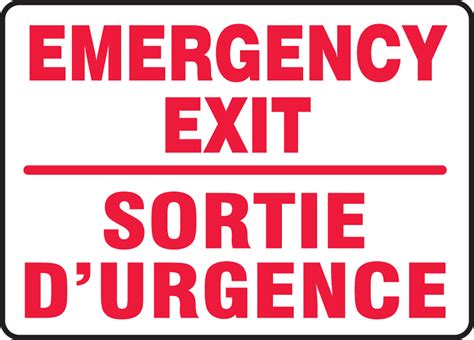 Emergency Exit D Urgence Bilingual French Safety Sign FBMADM510M