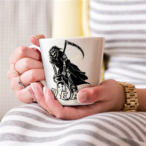 Grim Reaper Dead Skull New White Tea Coffee Ceramic Latte Mug 12 Oz