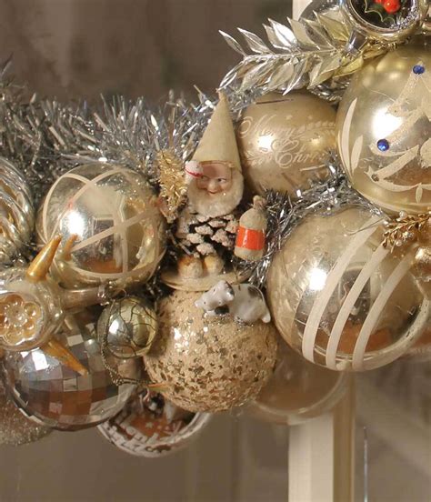 See more ideas about christmas decorations, christmas, gold christmas. My vintage Christmas ornament wreaths for 2016: "One is silver, and the other, gold" - Retro ...