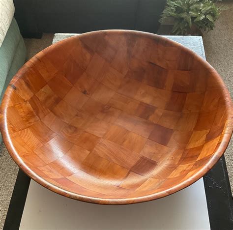 Vintage Extra Large Sliced Bamboo Bowl 20 Diameter Except Etsy