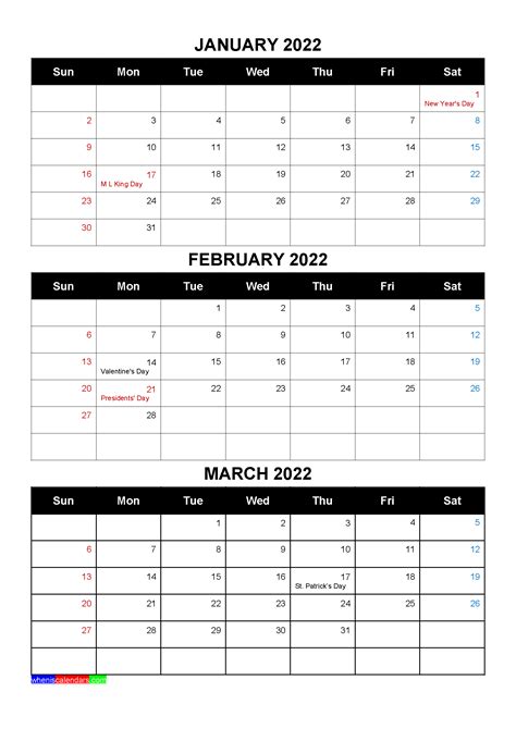 Free Printable Calendar January 2022 Free Resume Templates
