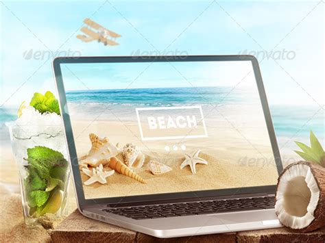 mock  laptop  tablet psd beach style  levitilya graphicriver
