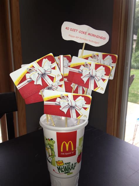 Get the card that can carry a big mac®, world famous fries™, a creamy mccafé® latte and all your favourites. McDonalds gift card gift craft | Gift card bouquet, Gift ...