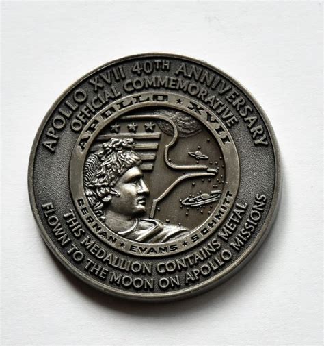 Apollo 40th Anniversary Medallion Contains Metal Flown To The Moon On