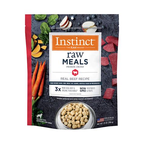 Raw dog foods are popular with some dog owners, and most dogs love the taste of raw meats. Instinct Raw Freeze-Dried Meals Grain-Free Real Beef ...