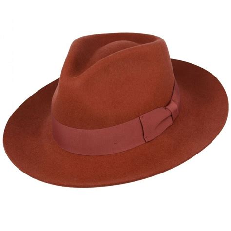 100 Wool Stiff And Snap Brim Felt Fedora Trilby Hat With Wide Band Ebay