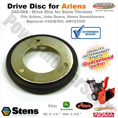 Snow Thrower Drive Disc For Ariens 03248300 John Deere 524d 724d 240