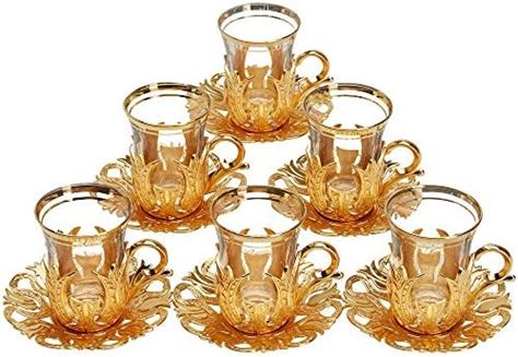 Amazon Com DEMMEX Set Of 6 Turkish Tea Glasses Set With Holders